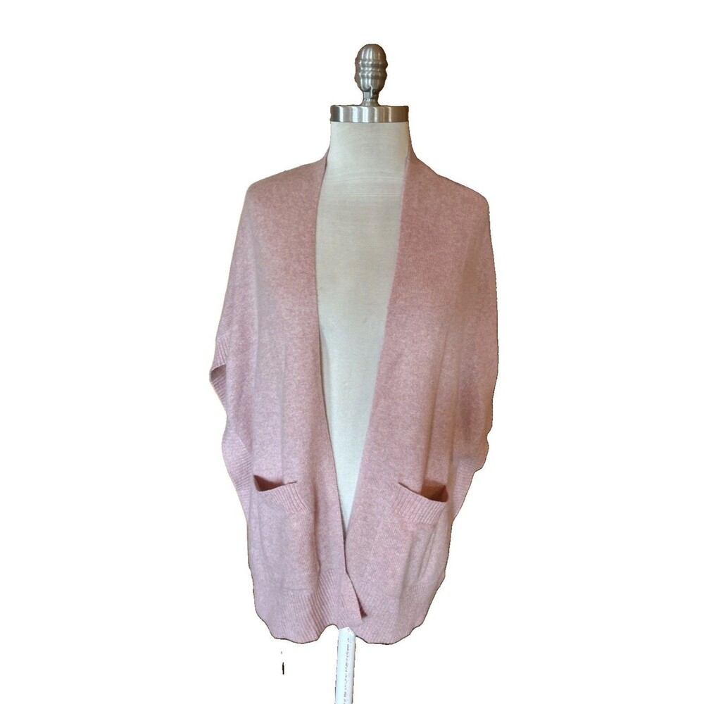 Halogen Womens Open Front Tight Knit Cashmere Poncho Sweater One Size Pink Soft